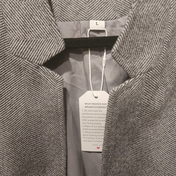 Made with Love Blazer Women's Gray Lined Soft Light Wool Feel Size Large - Picture 4 of 6